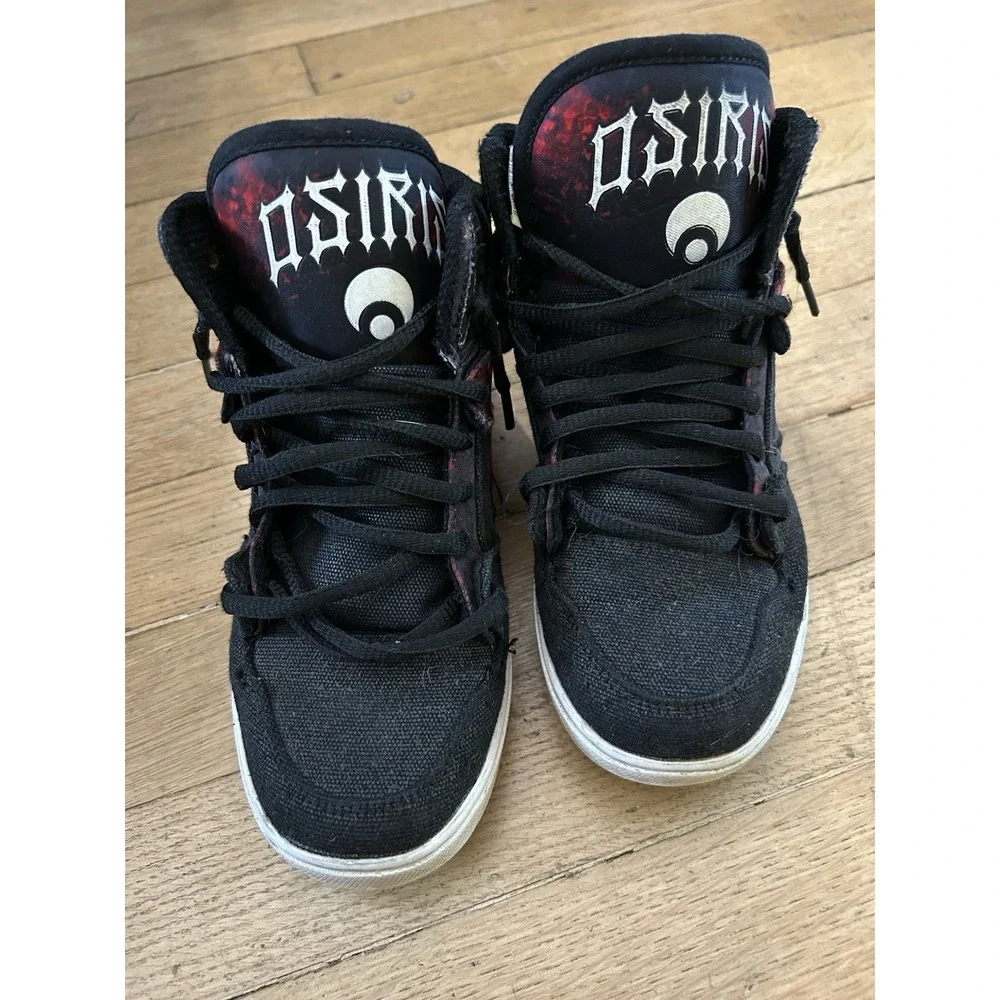 Osiris NYC 83 Vulk Youth Size 3 Black Red High Top Skate Sneakers Molten Lava